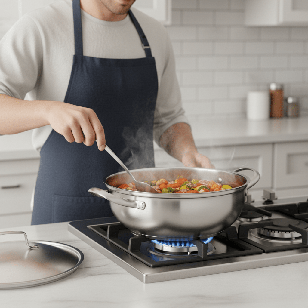 Stainless Steel Cooking Pot with Glass Lid, Induction Stock Pot for All Hobs, Stainless Steel Cookware for Pasta_01