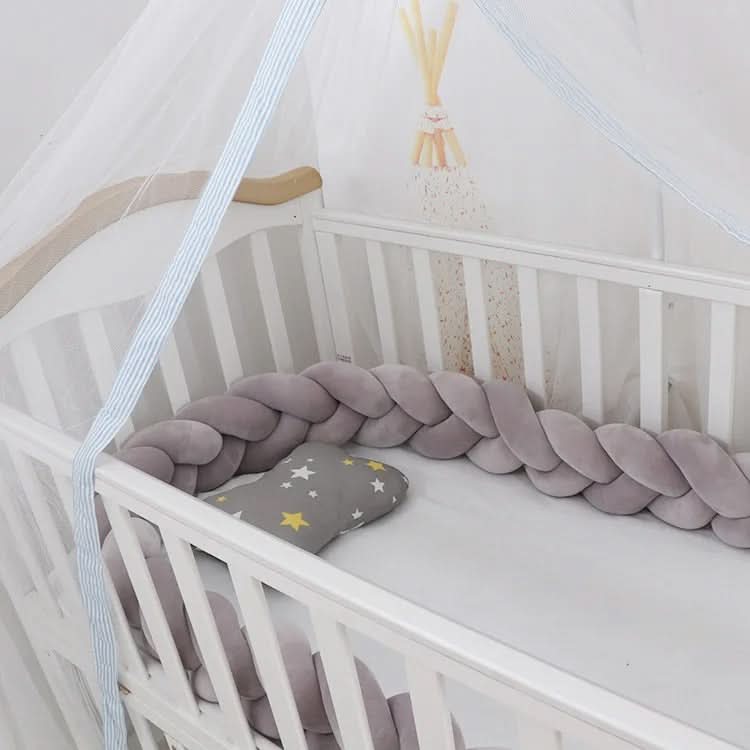 Braided Cot Bumper, Cotton Woven Crib Bumper in 1 to 4 m Lengths, Nursery Decor in Solid Colours_08