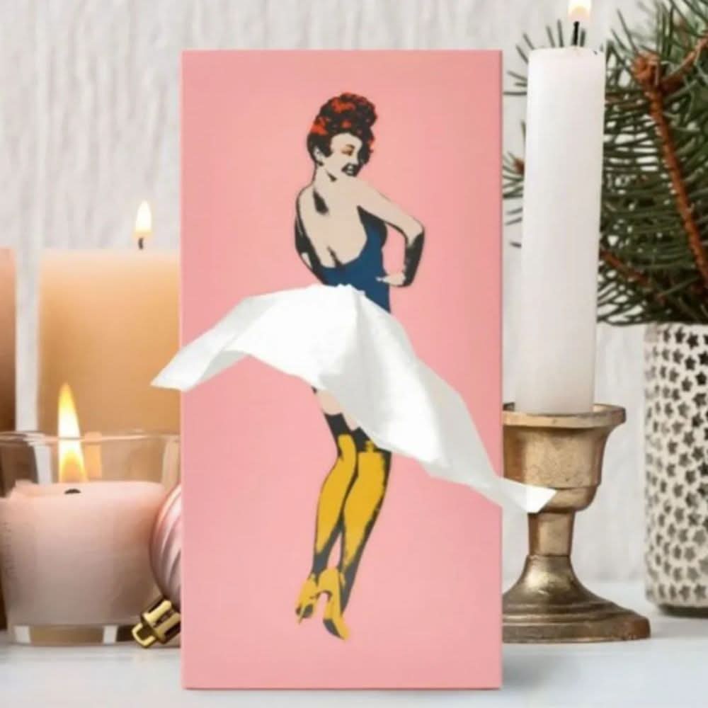 Tissue Box Holder with Dancing Woman Design, Novelty Tissue Holder, Bathroom Accessories and Quirky Home Decor_09