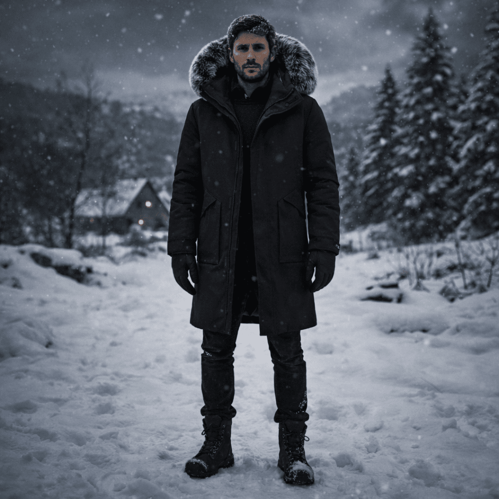Parka Jackets for Men, Mens Parka Coat with Faux Fur Hood, Windproof Winter Coats for Men