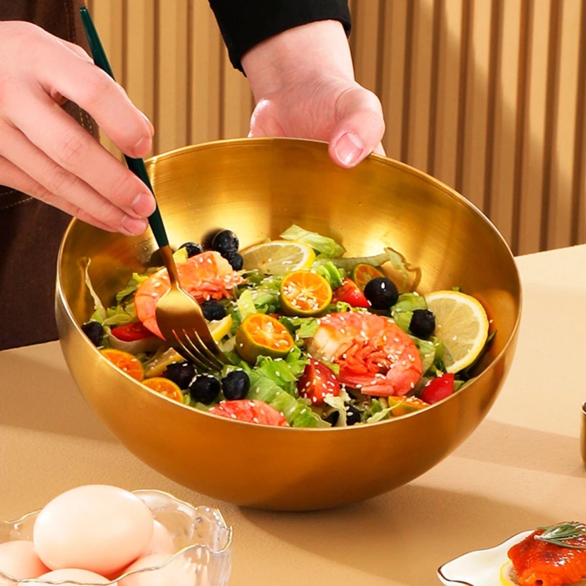 Pasta Bowl, Large Stainless Steel Serving Bowl for Salad and Soup