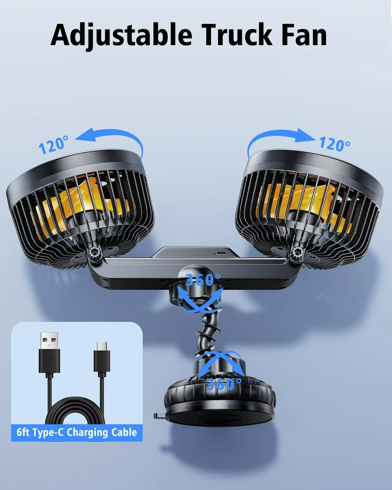 AeroBreeze | Car Fan with 4000 mAh Battery & 3 Speed Settings | Wireless Comfort for Long Drives 3