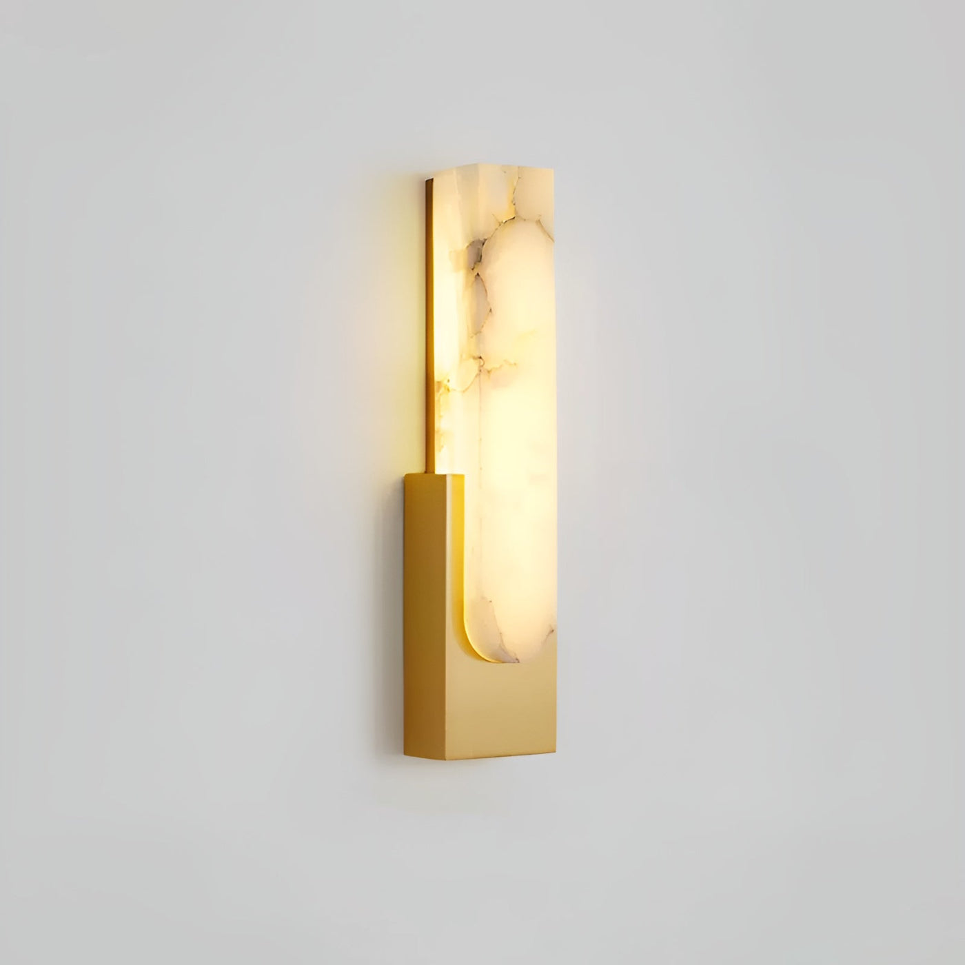 AlabasterGlow | Elegant Modern Brass Wall Sconce Lighting with Ambient LED 5