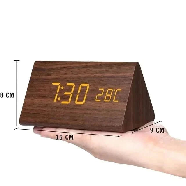 Digital Alarm Clock, LED Digital Clock with Temperature Display in Wood Look, Bedside Clock with 3 Alarms and USB Cable_03