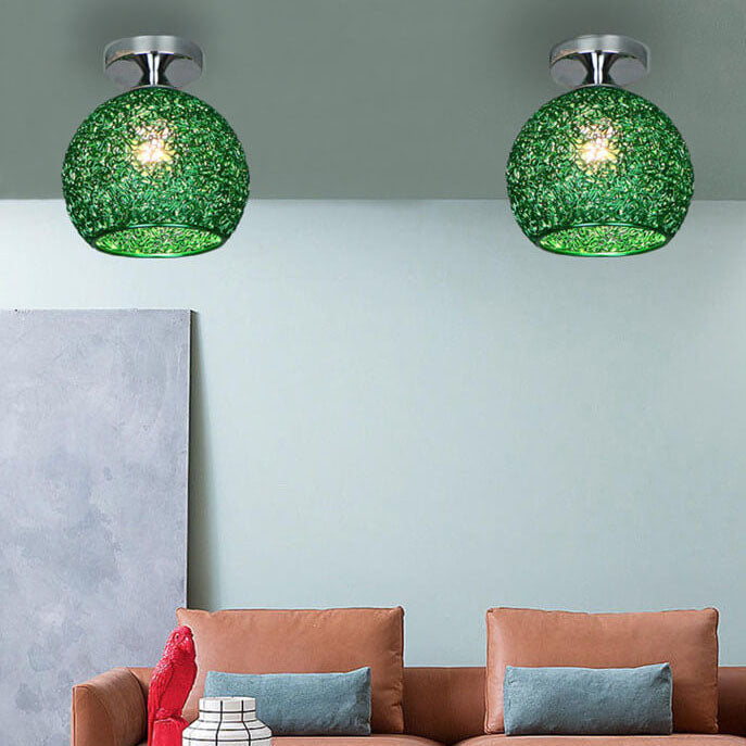 AluminaDome | Elegant Textured LED Semi-Flush Ceiling Light Fixture 3