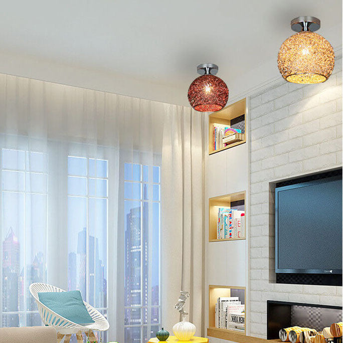 AluminaDome | Elegant Textured LED Semi-Flush Ceiling Light Fixture 4