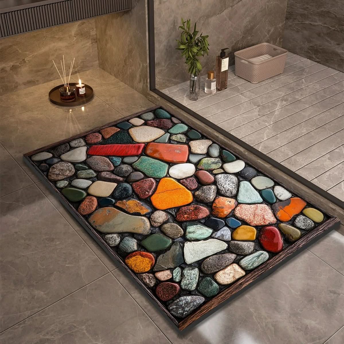 Quick Drying Stone Bath Mat, Diatomaceous Earth Bath Mat, Non Slip Bath Mat for Shower and Sink_00