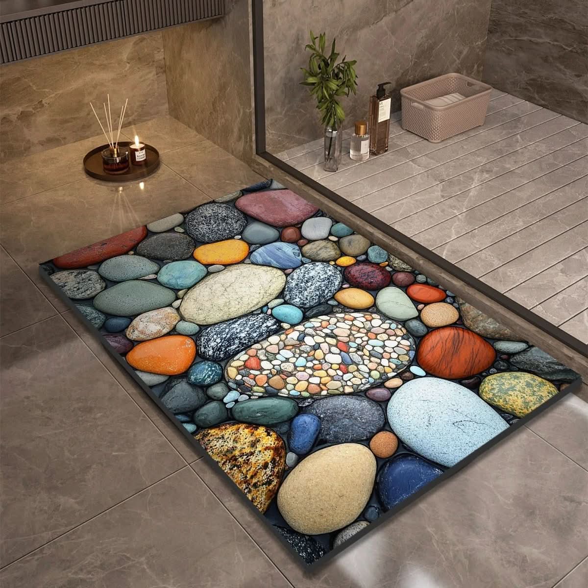 Quick Drying Stone Bath Mat, Diatomaceous Earth Bath Mat, Non Slip Bath Mat for Shower and Sink_01