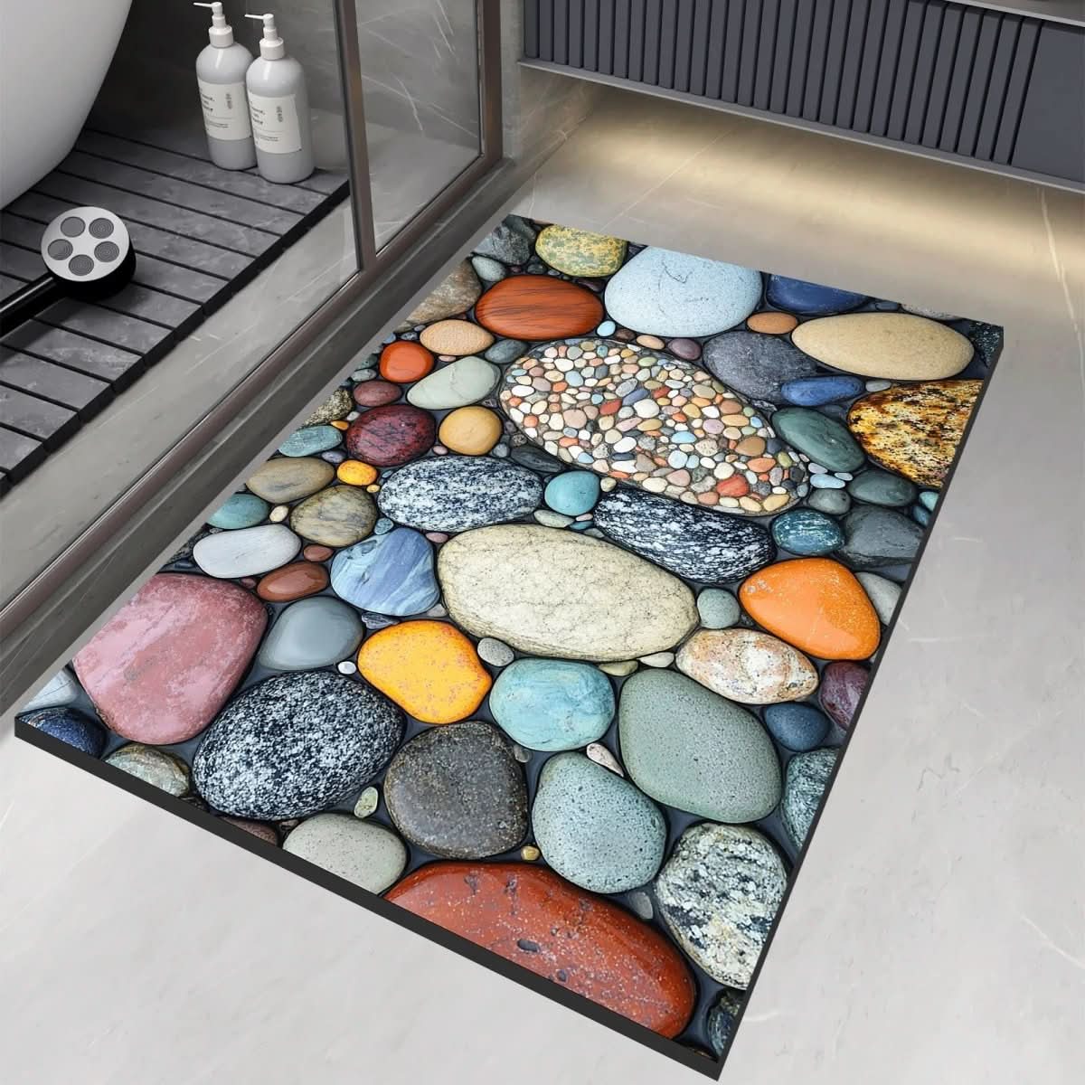Quick Drying Stone Bath Mat, Diatomaceous Earth Bath Mat, Non Slip Bath Mat for Shower and Sink_02