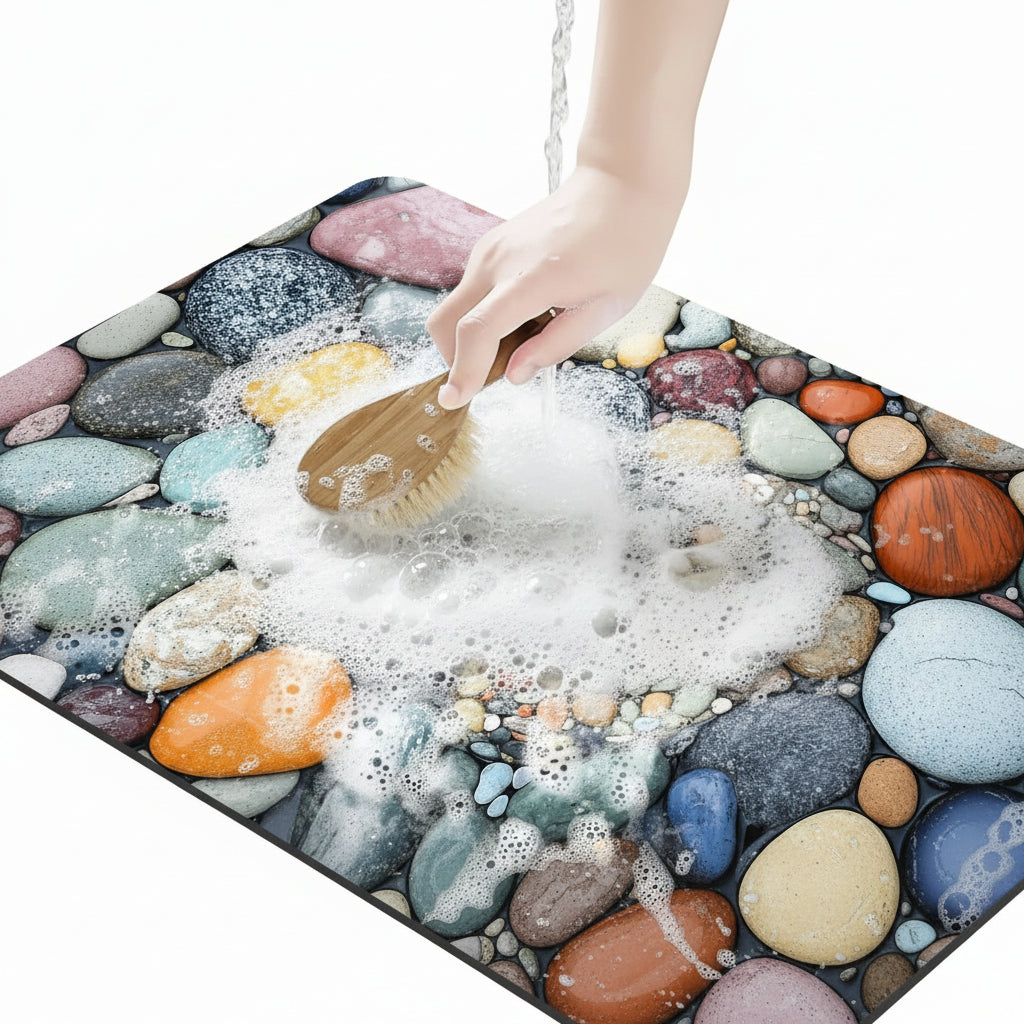 Quick Drying Stone Bath Mat, Diatomaceous Earth Bath Mat, Non Slip Bath Mat for Shower and Sink_03