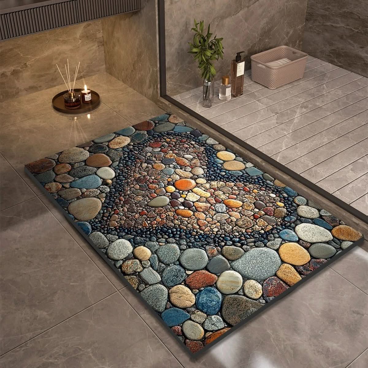Quick Drying Stone Bath Mat, Diatomaceous Earth Bath Mat, Non Slip Bath Mat for Shower and Sink_04