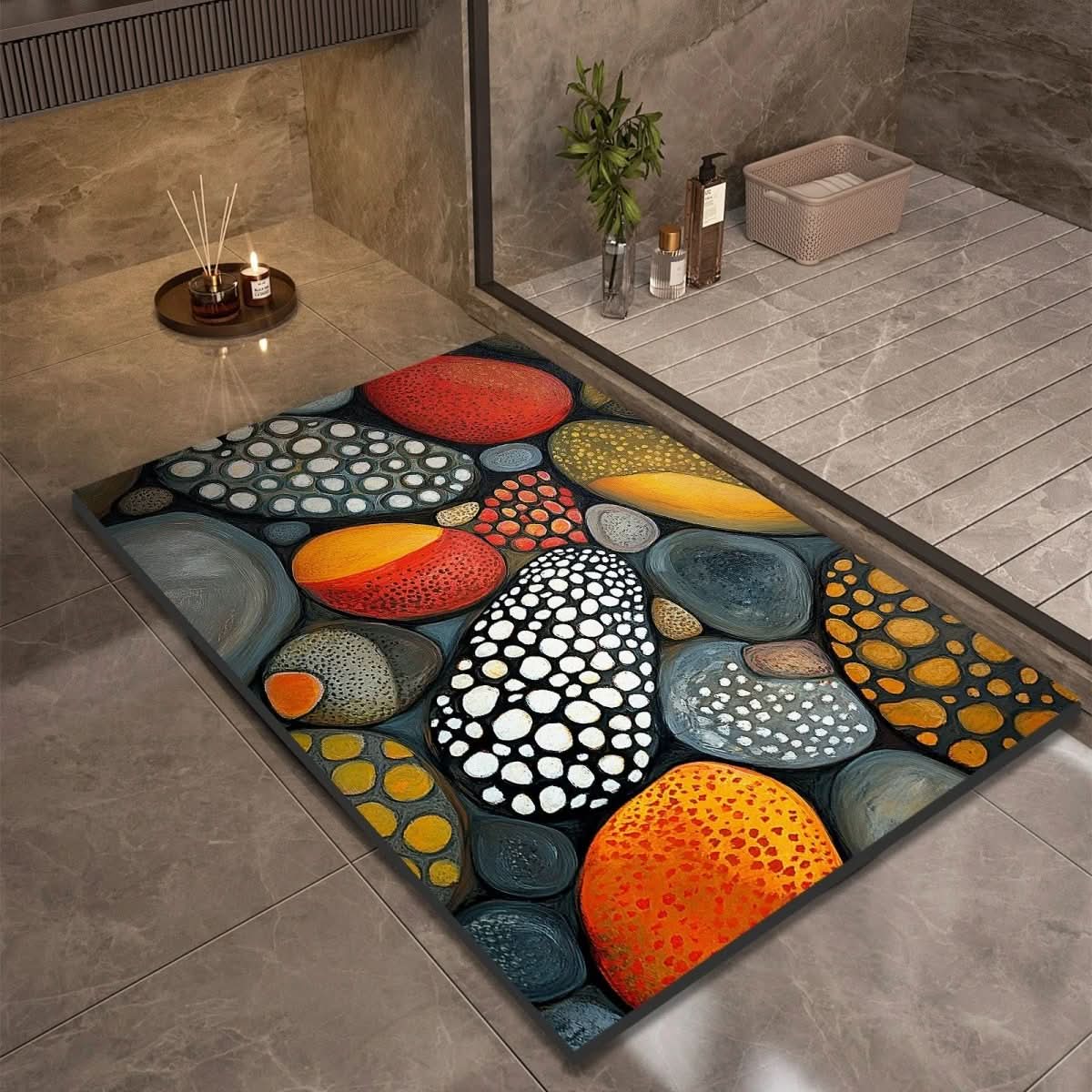 Quick Drying Stone Bath Mat, Diatomaceous Earth Bath Mat, Non Slip Bath Mat for Shower and Sink_05