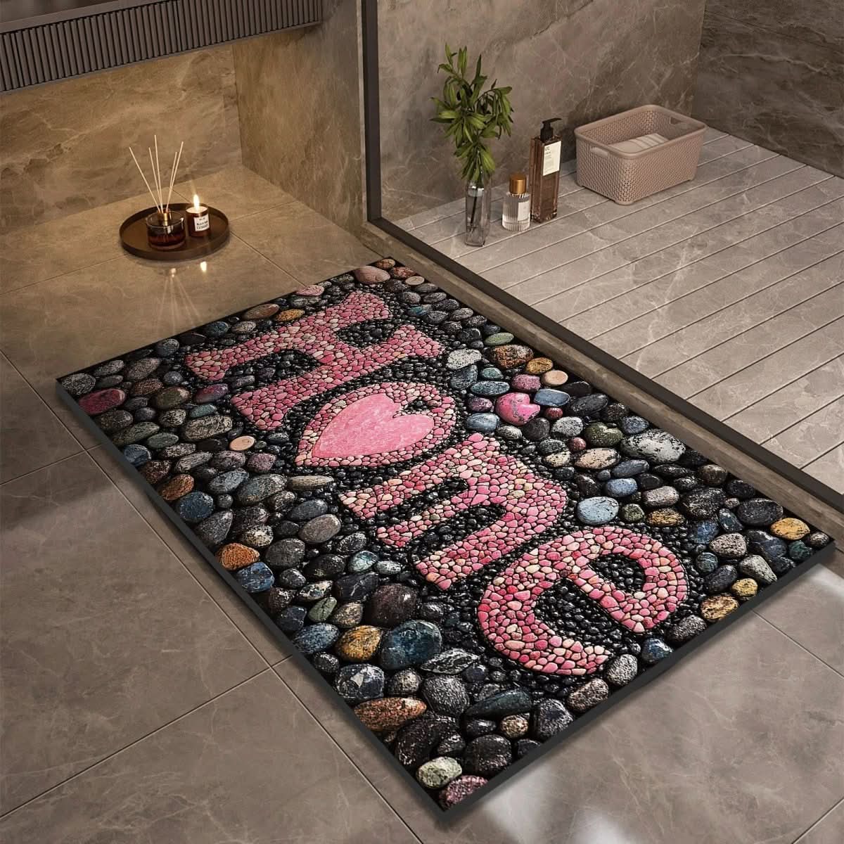 Quick Drying Stone Bath Mat, Diatomaceous Earth Bath Mat, Non Slip Bath Mat for Shower and Sink_06