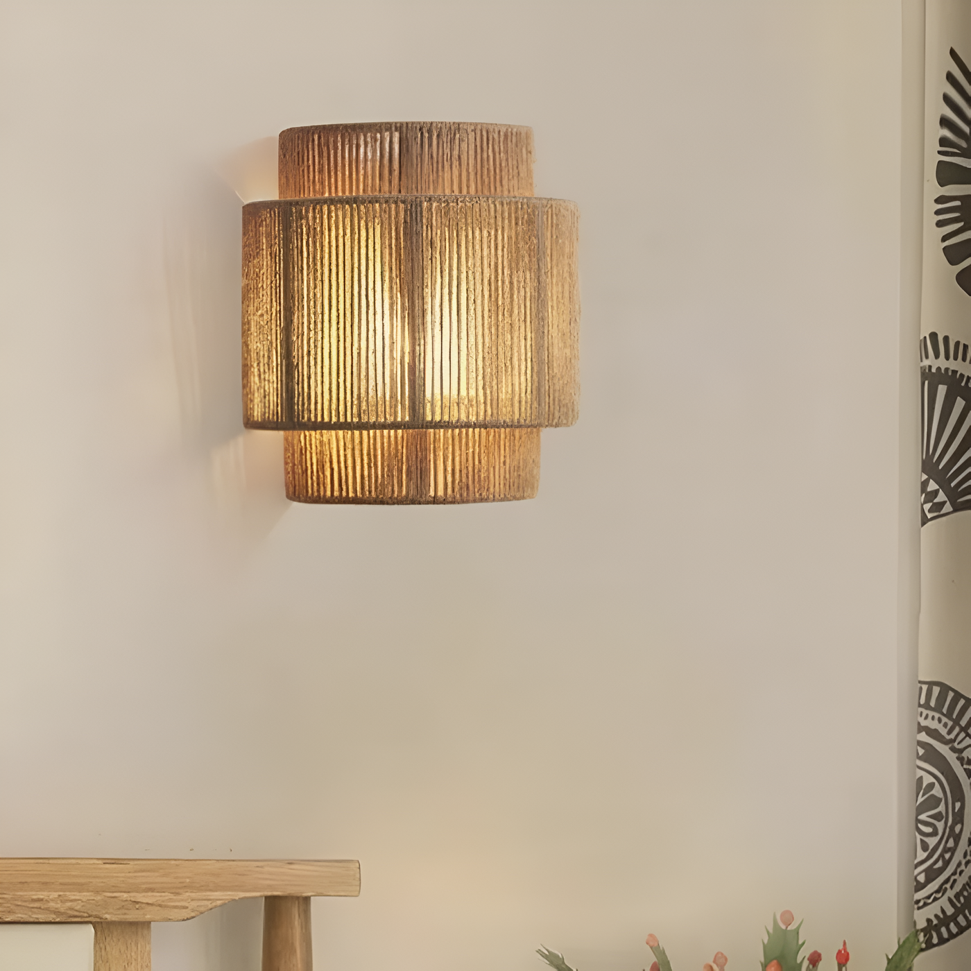 Artisan Collection | Hand-Woven Rope Wall Sconce Light with Soft LED | Rustic Bohemian Design for Cozy Ambiance 2