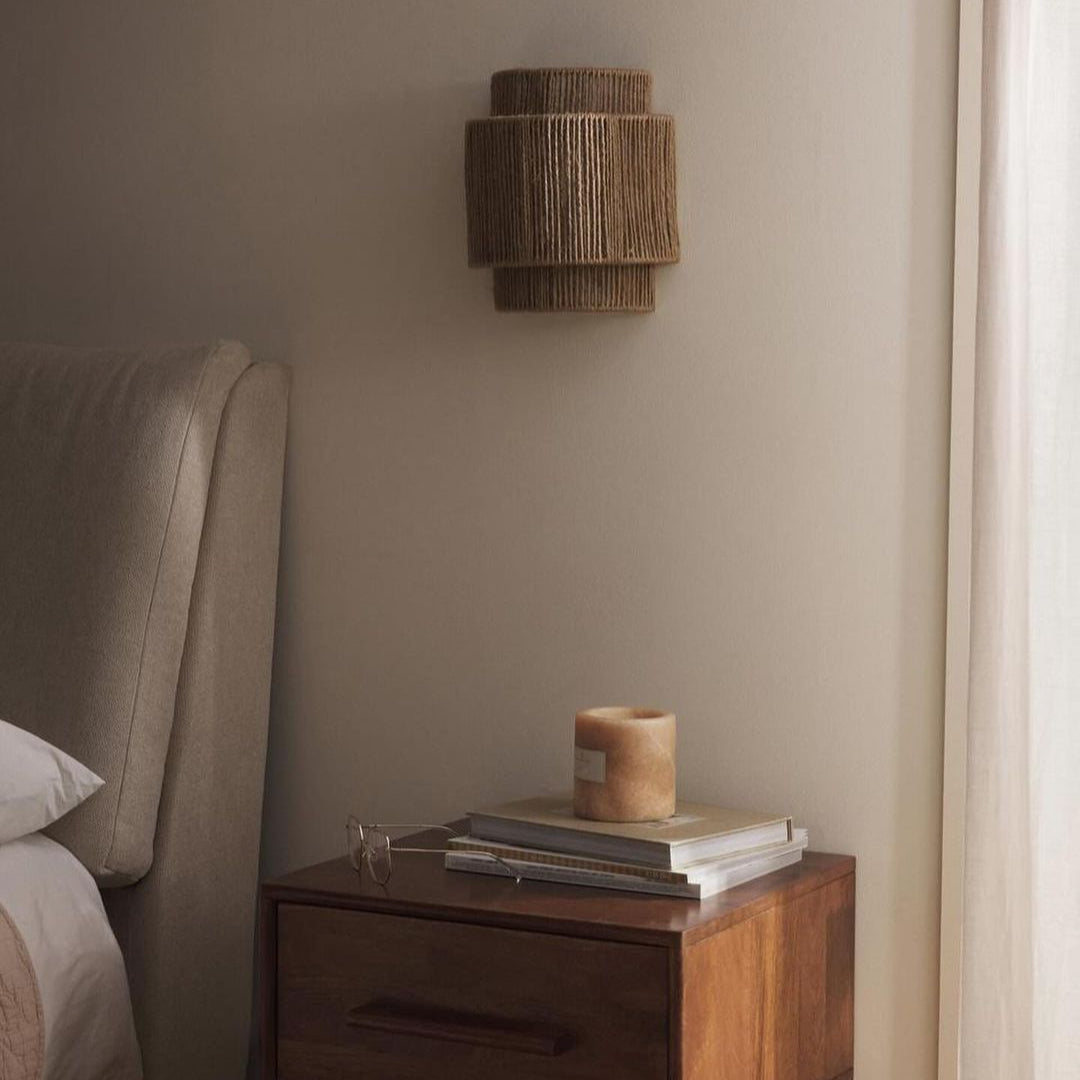 Artisan Collection | Hand-Woven Rope Wall Sconce Light with Soft LED | Rustic Bohemian Design for Cozy Ambiance 7