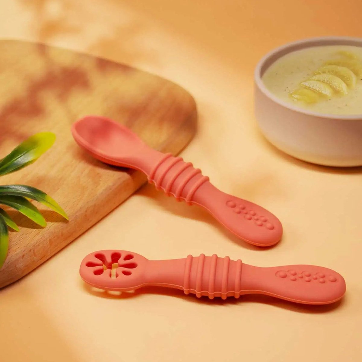 Silicone Infant Spoons 2 Pack, Soft Weaning Spoons for Baby Led Weaning, Baby Feeding Spoon Gentle on Gums_11