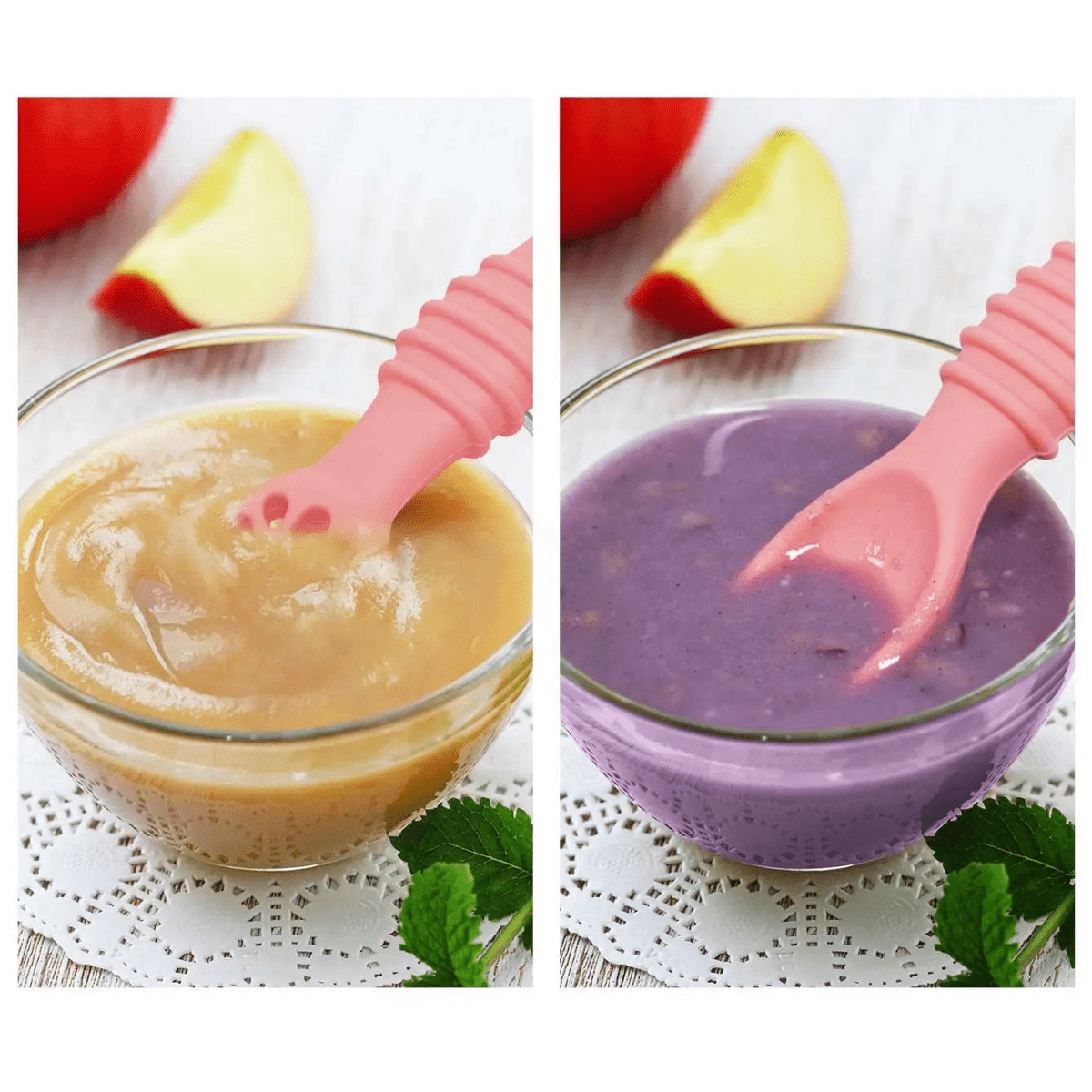 Silicone Infant Spoons 2 Pack, Soft Weaning Spoons for Baby Led Weaning, Baby Feeding Spoon Gentle on Gums_06