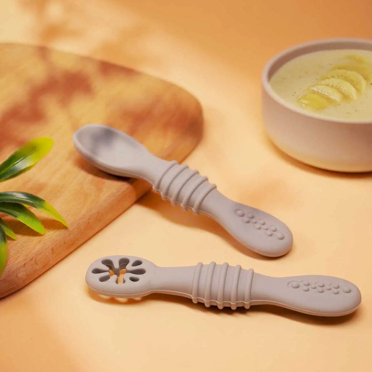 Silicone Infant Spoons 2 Pack, Soft Weaning Spoons for Baby Led Weaning, Baby Feeding Spoon Gentle on Gums_08