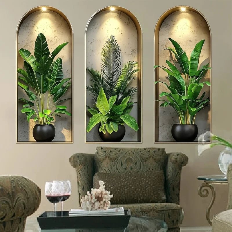 Wall Stickers Plants, 3D Wall Stickers for Bedroom and Living Room, Peel and Stick Wall Decor for Kitchen and Bathroom_02