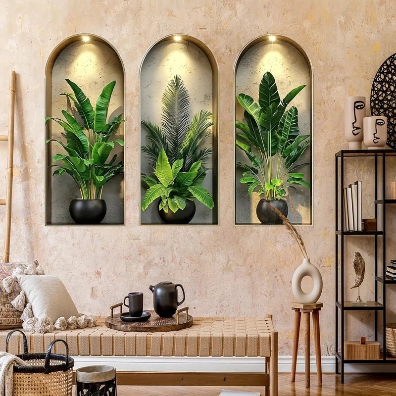 Wall Stickers Plants, 3D Wall Stickers for Bedroom and Living Room, Peel and Stick Wall Decor for Kitchen and Bathroom_05