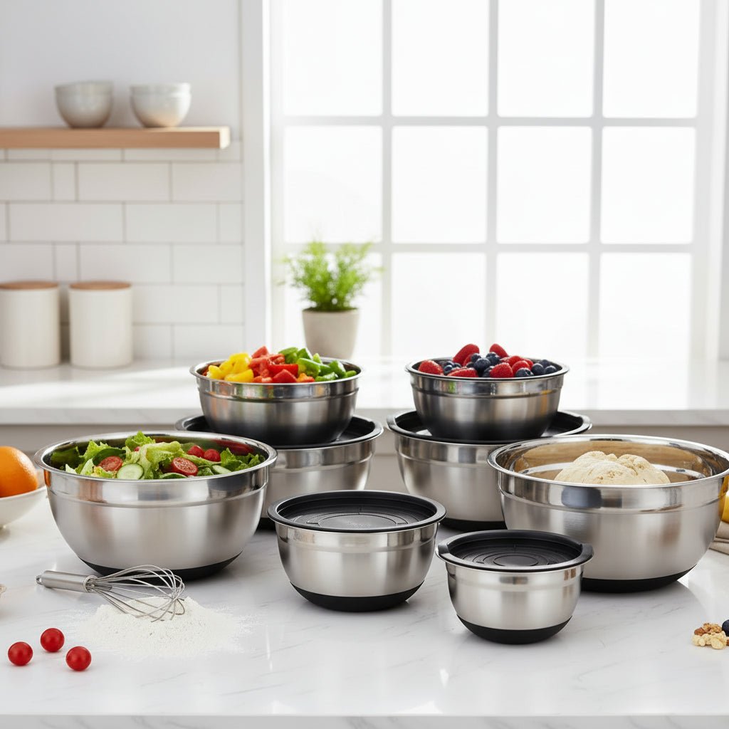 Mixing Bowls Stainless Steel, Non Slip Mixing Bowl Set with Silicone Base, Stainless Steel Bowls for Baking, 14/18/28 cm_01