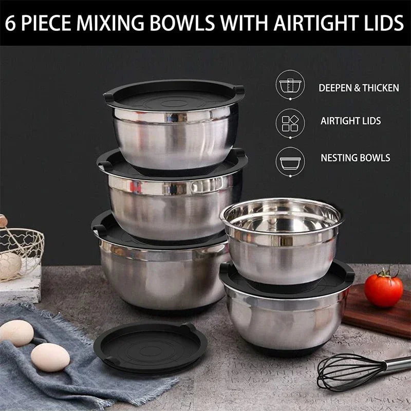 Mixing Bowls Stainless Steel, Non Slip Mixing Bowl Set with Silicone Base, Stainless Steel Bowls for Baking, 14/18/28 cm_02