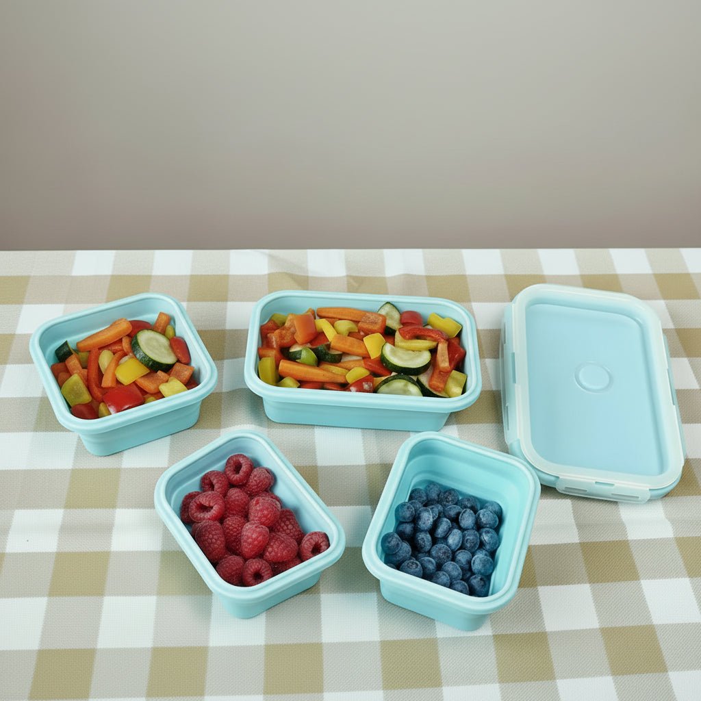 Collapsible Lunch Box Set, BPA Free Silicone Lunch Boxes