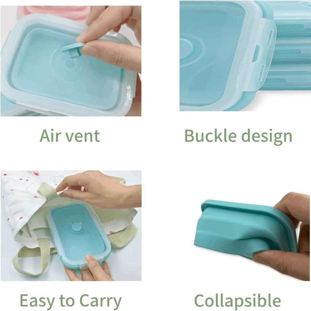 Collapsible Lunch Box Set, BPA Free Silicone Lunch Boxes – image 4