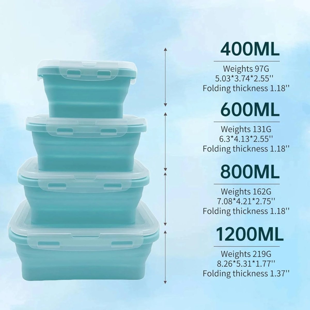 Collapsible Lunch Box Set, Foldable Food Storage Containers – image 6