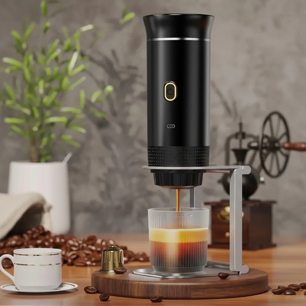 Portable Coffee Machine, Portable Espresso Machine for Ground Coffee and Capsules, Travel Coffee Maker for Camping