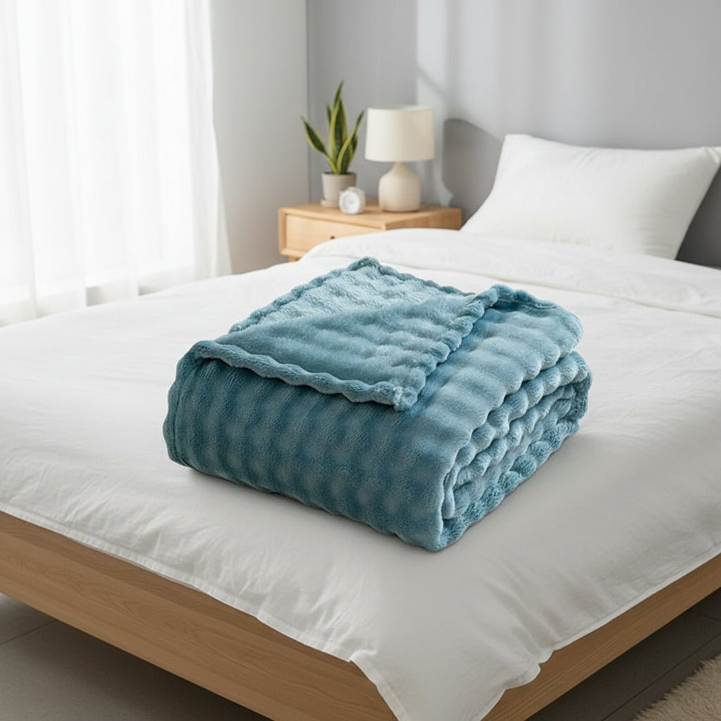Throw Blankets for Sofa, Fleece Blanket with 3D Bubble Texture, Sofa Throw, Bed Throw, Fluffy Blanket for Travel