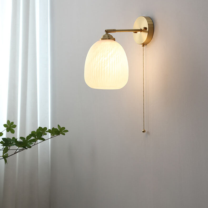 BrassAura | Elegant Ribbed Glass Modern Wall Sconce 6