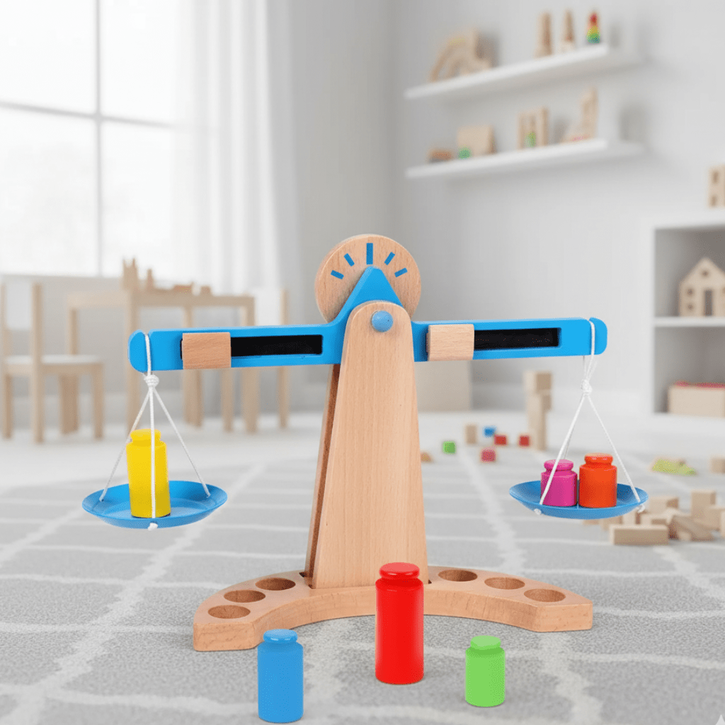 Wooden Balance Scale Toy for Counting and Weighing, Montessori Toys, Educational Toys for 3 Year Olds_00