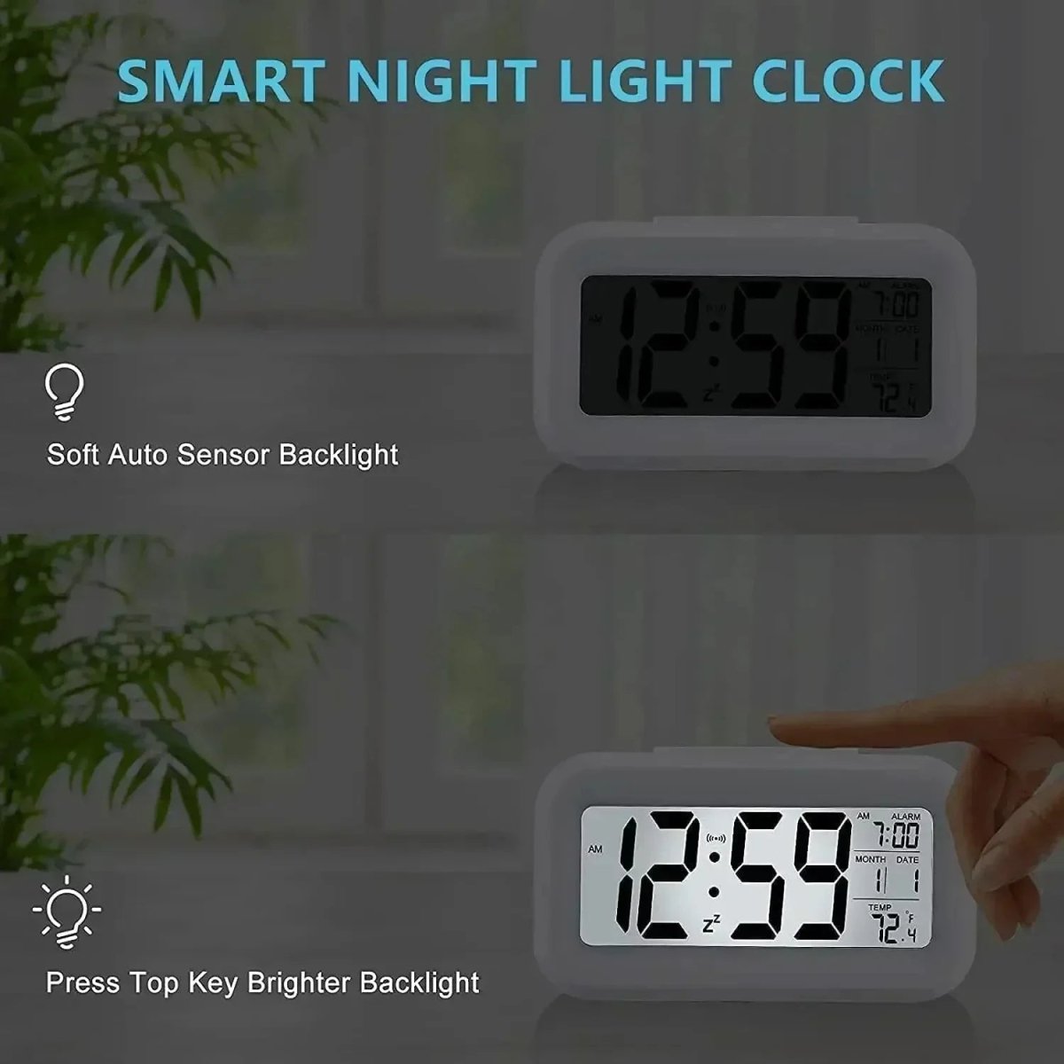 Digital Alarm Clock Battery Operated, Small Digital Clock with Day and Date, Bedside Clock with Temperature and – image 4