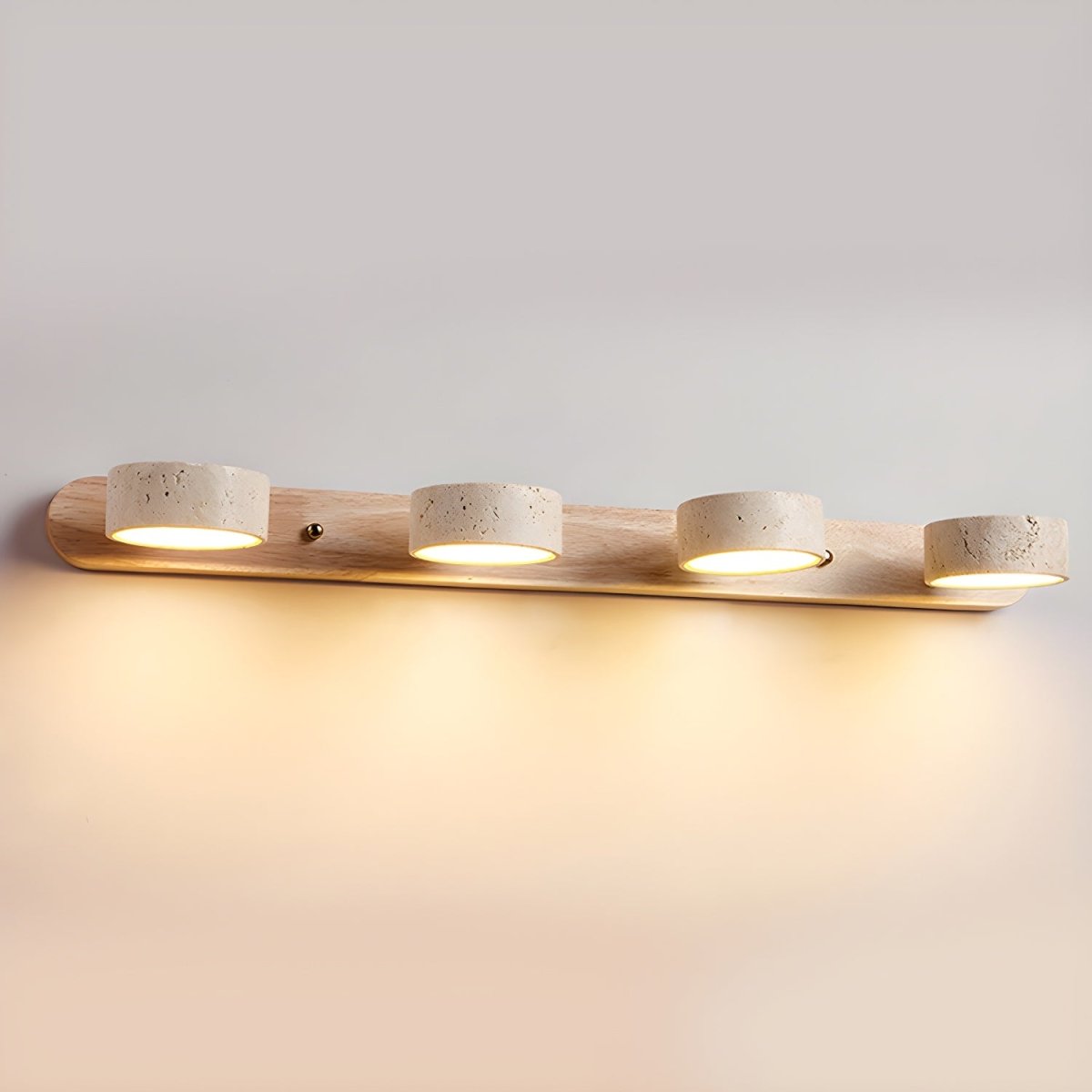 Living Room Wall Lights, Travertine LED Wall Light with Wood, Wall Sconce for Bedroom and Hallway_12
