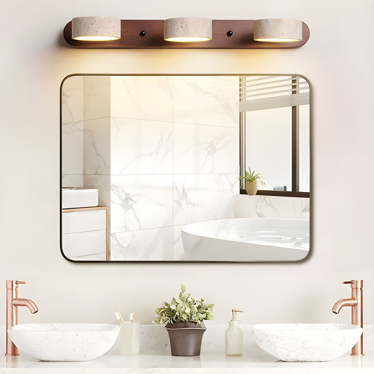 Living Room Wall Lights, Travertine LED Wall Light with Wood, Wall Sconce for Bedroom and Hallway_06