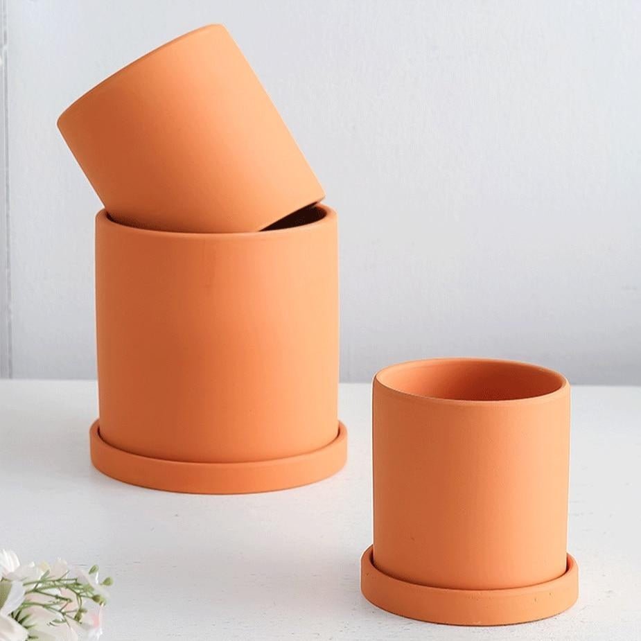 Indoor Plant Pots with Saucers, Ceramic Plant Pot with Drainage Hole, Herb Planter, Indoor Planter for Houseplants_05
