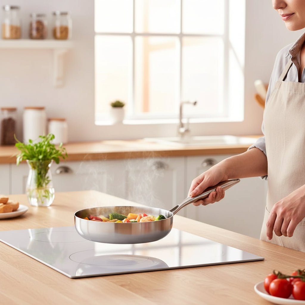 Stainless Steel Pan, Non Stick Frying Pan for Induction Hob and Gas, 316 Stainless Steel Skillet_01