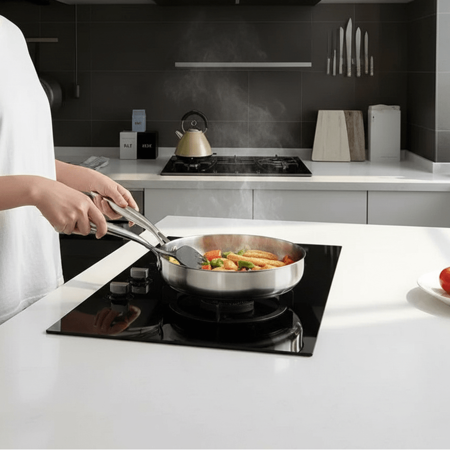 Stainless Steel Pan, Non Stick Frying Pan for Induction Hob and Gas, 316 Stainless Steel Skillet_02
