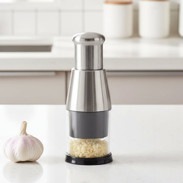 Garlic Chopper Stainless Steel with Metal Blades, Kitchen Accessories, Kitchen Gadgets, Stainless Steel Kitchen Tools