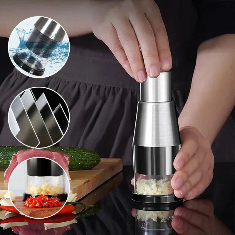 Garlic Chopper Stainless Steel with Metal Blades, Kitchen Gadgets