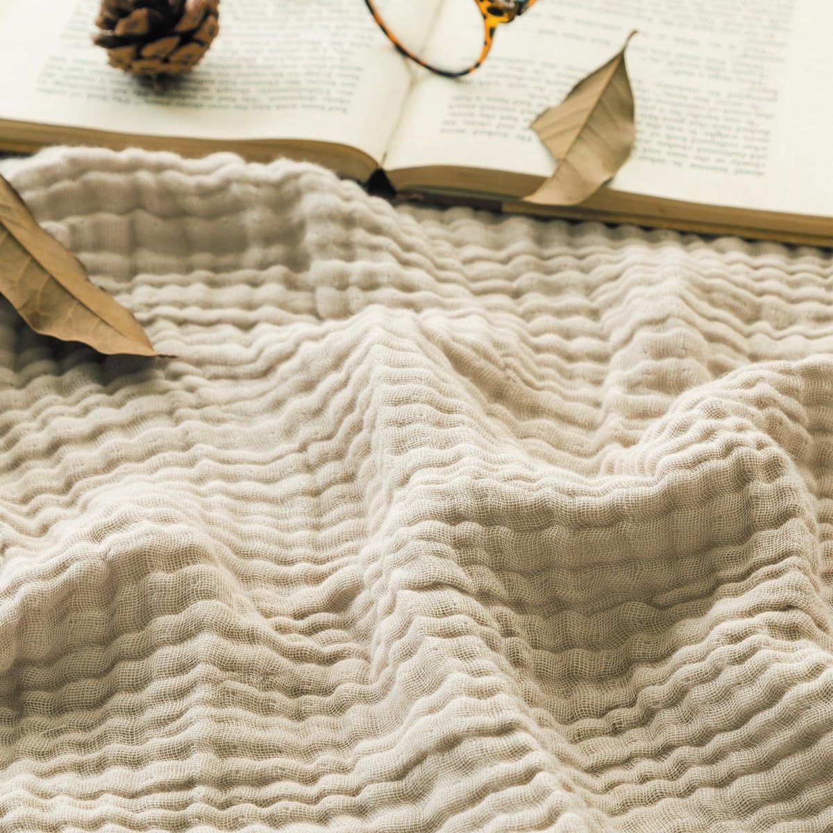 Cooling Blanket for Summer, Lightweight Muslin Blanket for Bed, Breathable Cotton Sofa Throw_11