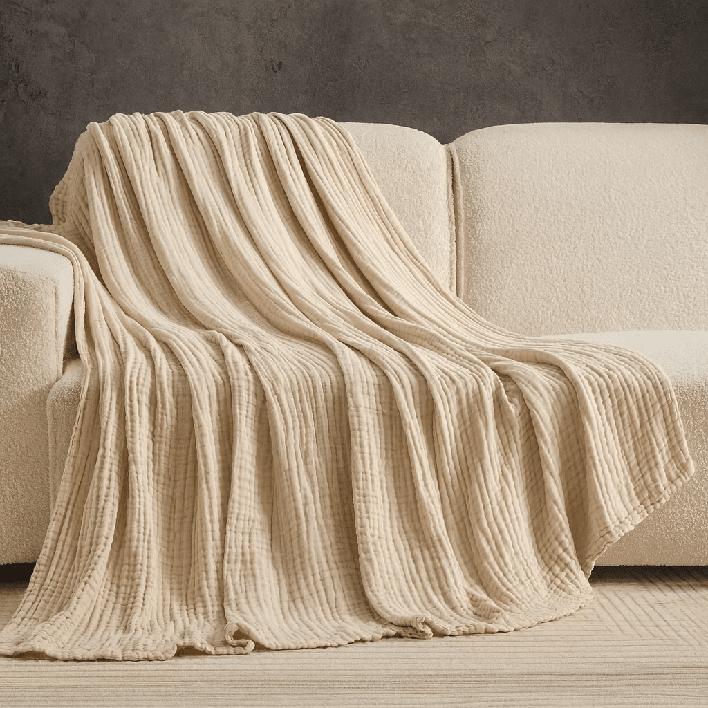 Cooling Blanket for Summer, Lightweight Muslin Blanket for Bed, Breathable Cotton Sofa Throw_07