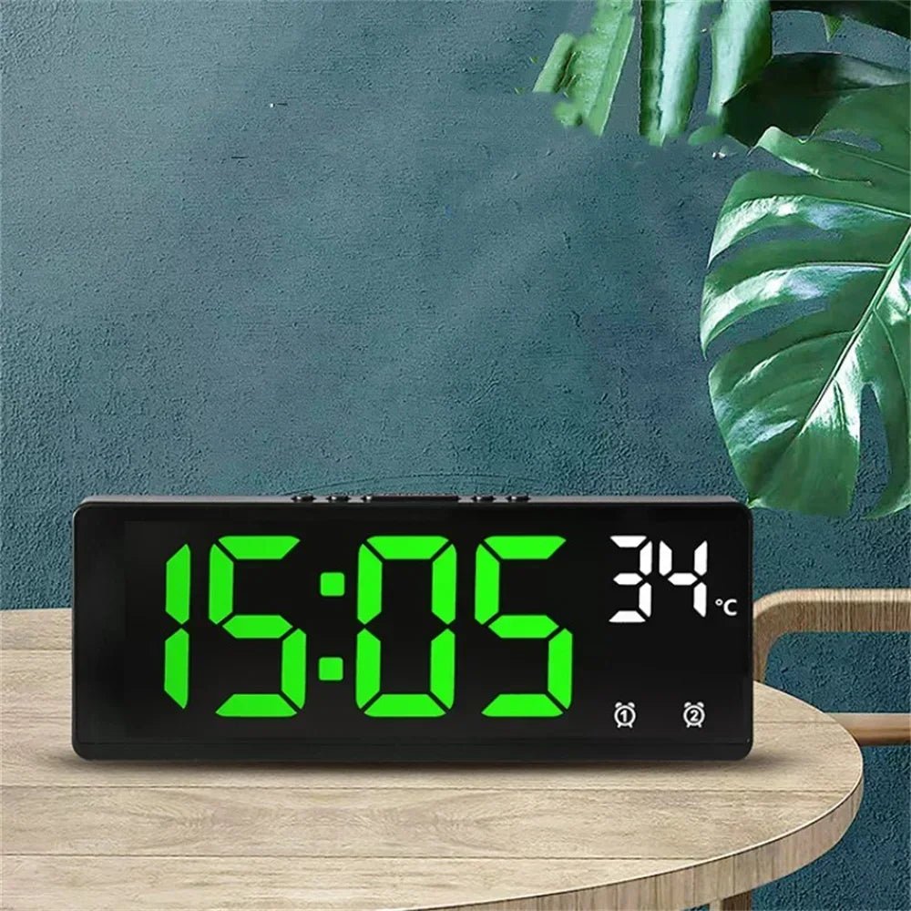 Digital Alarm Clock with Mirror LED Display, Bedside Clock with Voice Control and Dual Alarm, Digital Clock for Bedroom_03