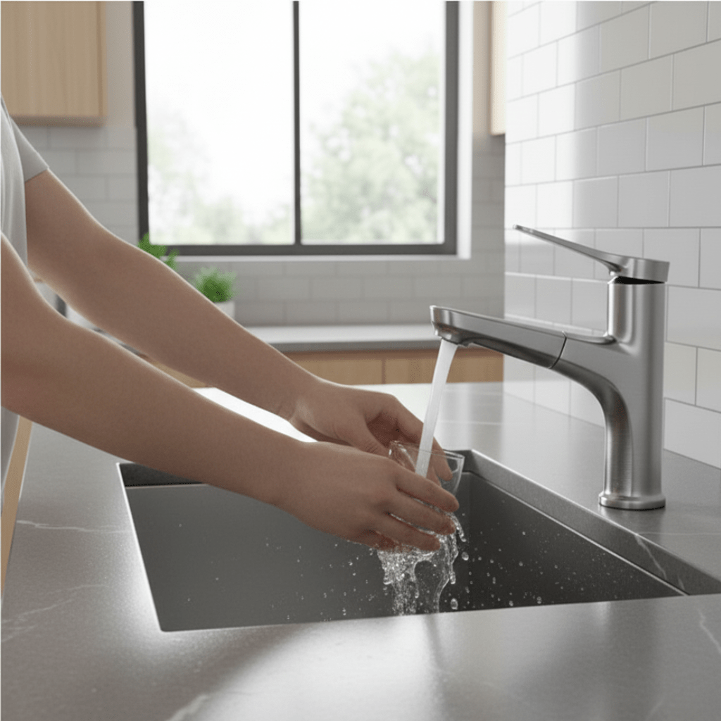 Bathroom Taps, Basin Tap with Pull Out Flexible Hose