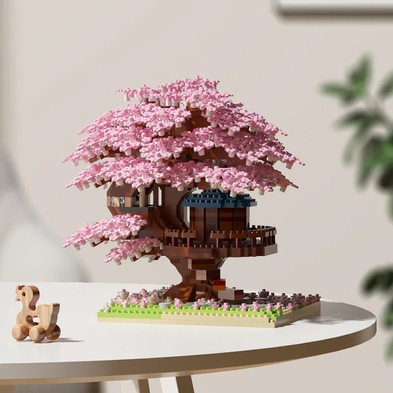 Cherry Blossom Treehouse Building Blocks, 500+ Piece Micro Building Blocks Set, Model Kit, Toys for 8 Year Olds_07