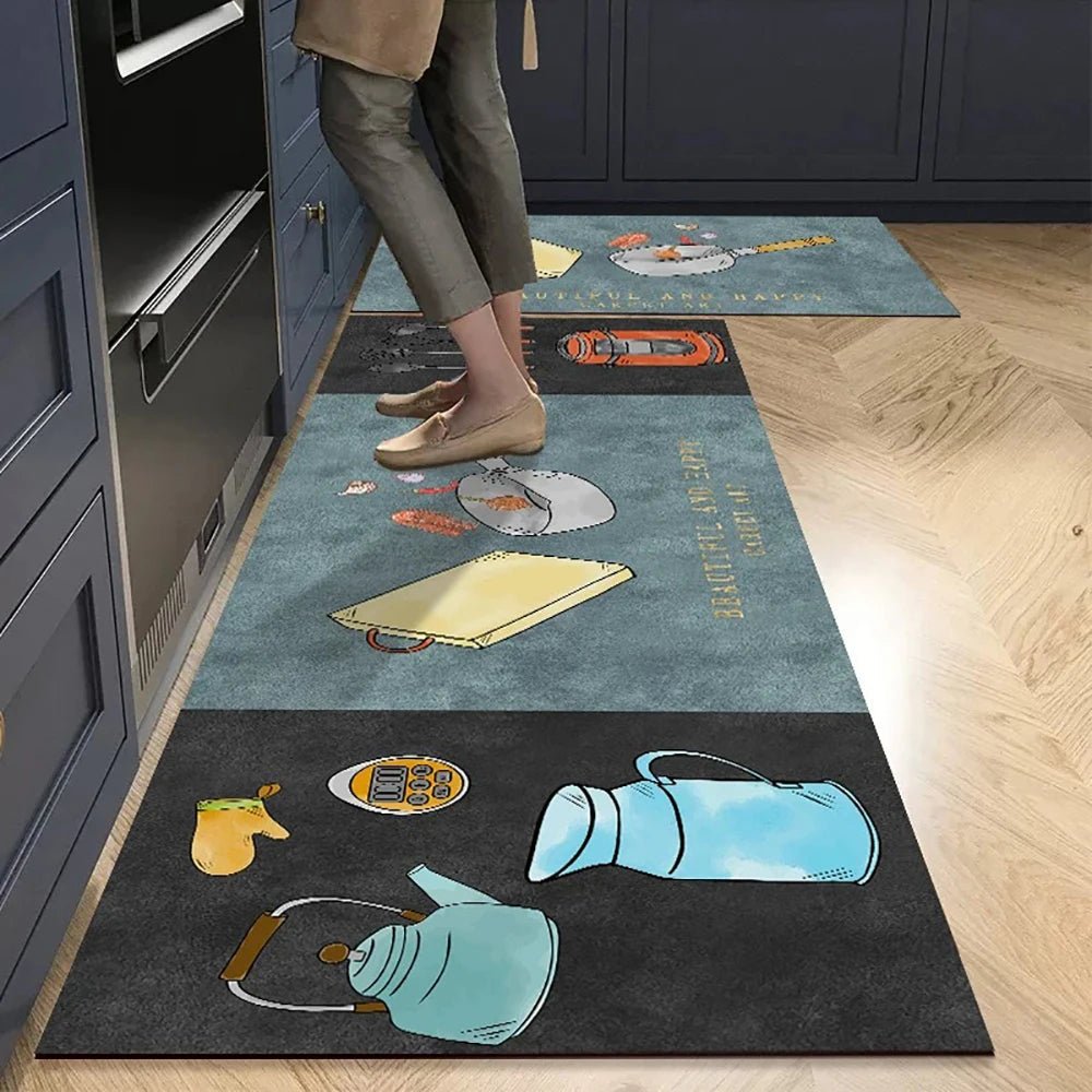 Kitchen Floor Mats, Non Slip Kitchen Rug, Crystal Velvet Kitchen Runner Rug for Living Room and Bedroom_11