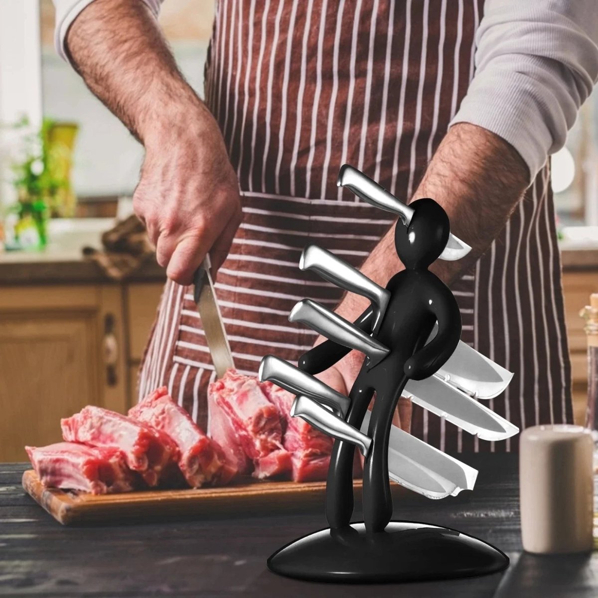 Knife Holder Human Figure, Knife Block without Knives, Stainless Steel Knife Stand, Kitchen Accessories_01