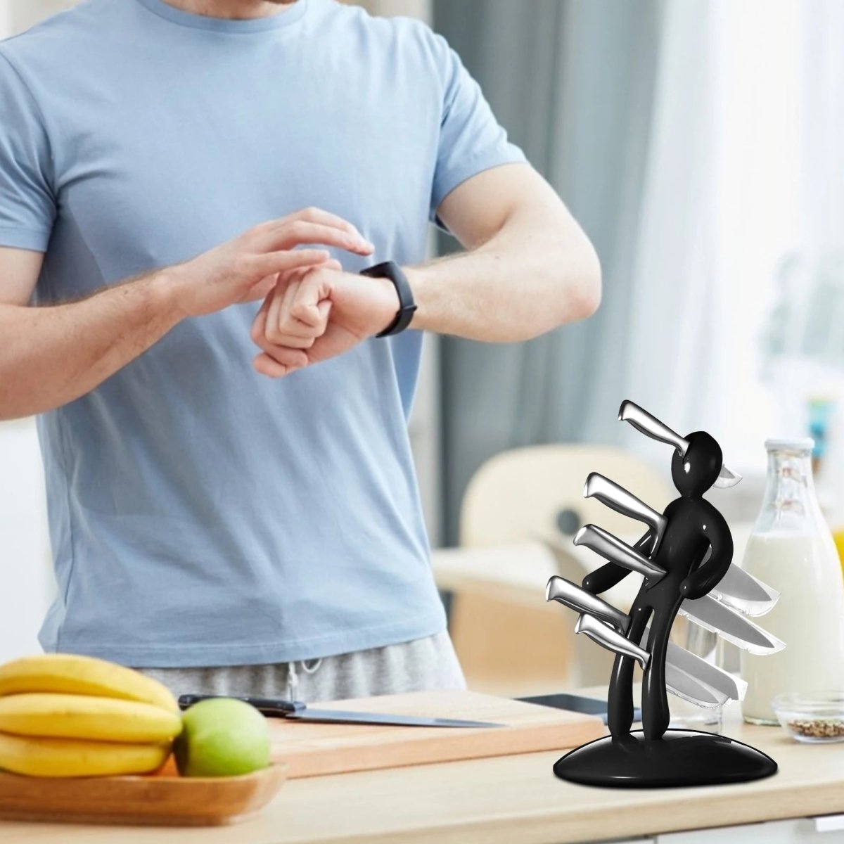 Knife Holder Human Figure, Knife Block without Knives, Stainless Steel Knife Stand, Kitchen Accessories_03