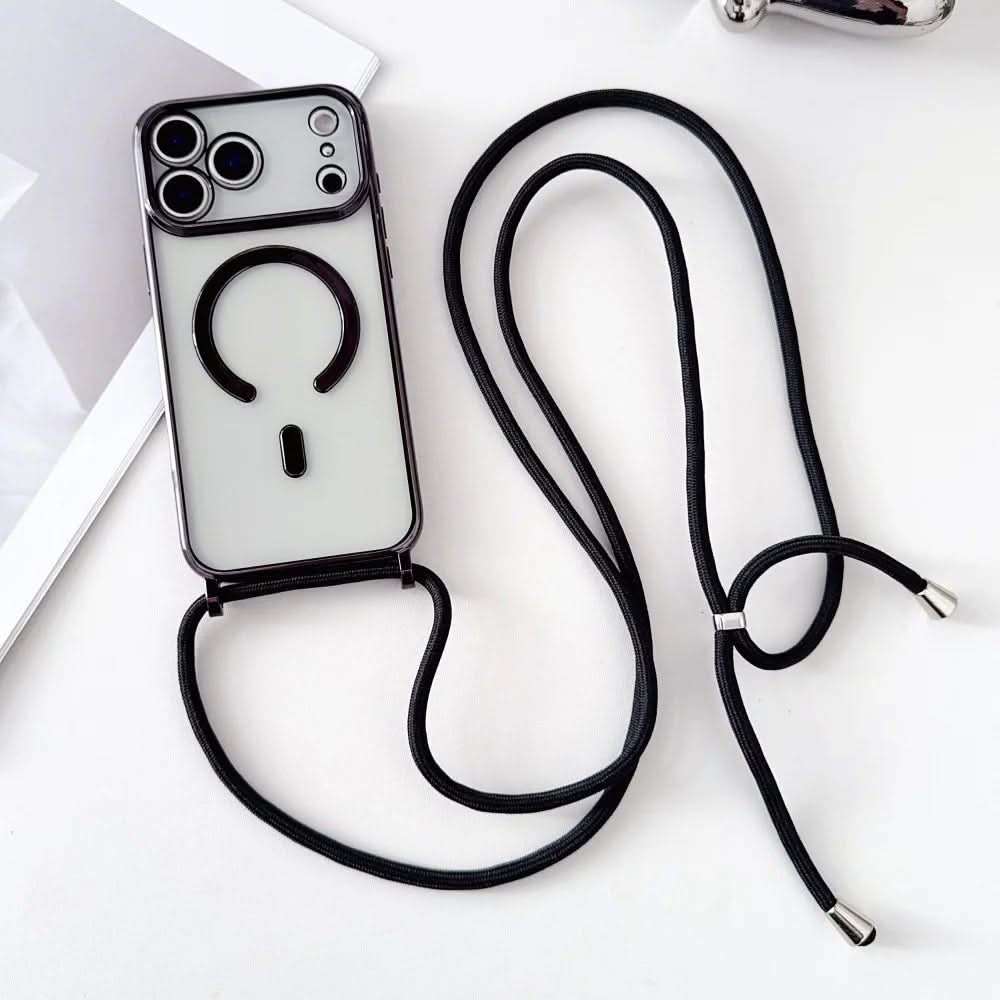 Adjustable Phone Lanyard with Clear MagSafe Case, Phone Case with Strap, Crossbody iPhone Strap, Anti Theft Phone Strap